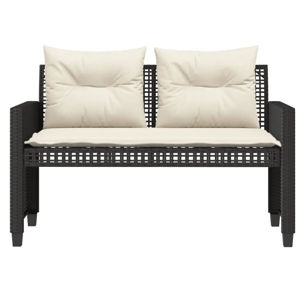 4 Piece Outdoor Garden Sofa Set Black Poly Rattan Sectional with Glass Table