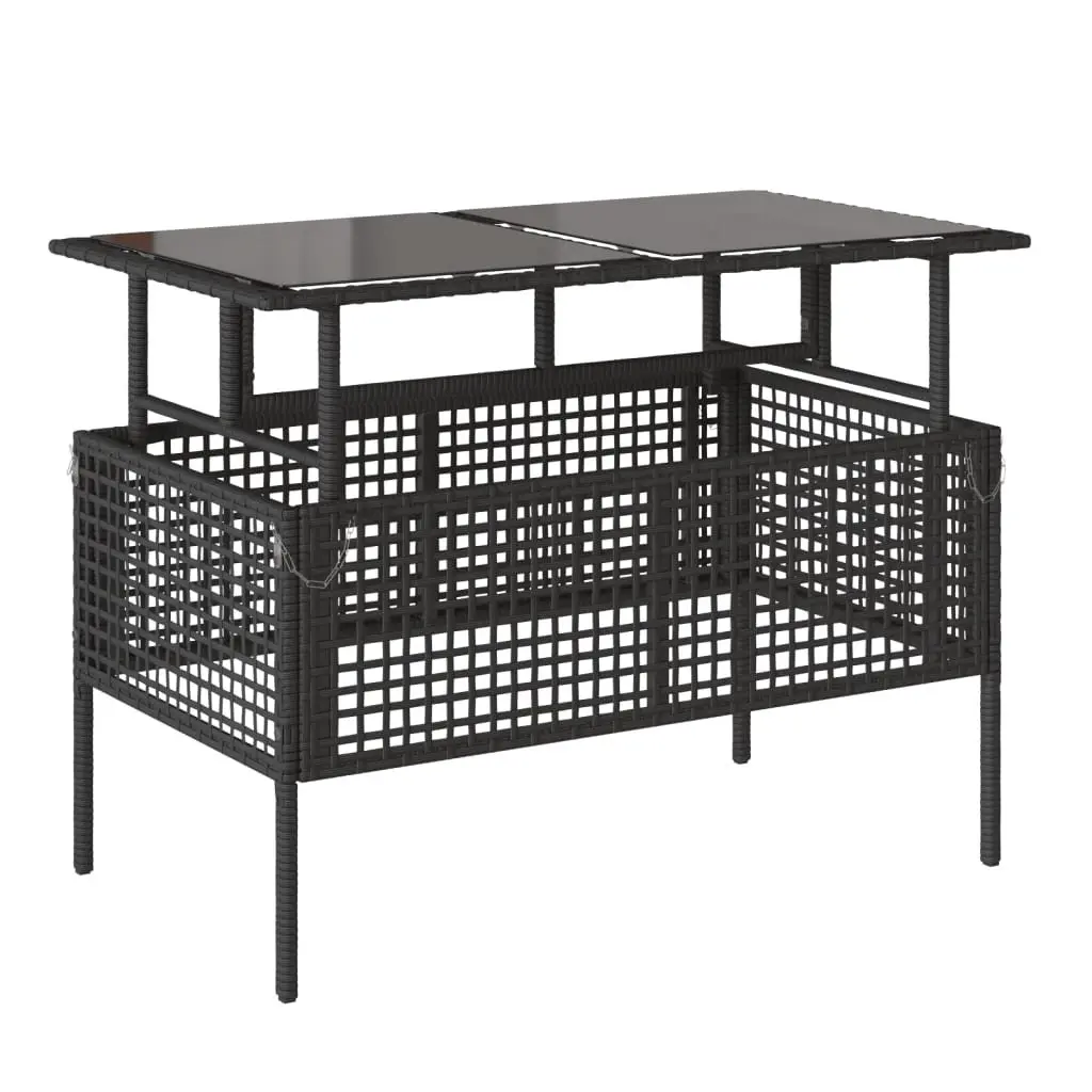 4 Piece Outdoor Garden Sofa Set Black Poly Rattan Sectional with Glass Table