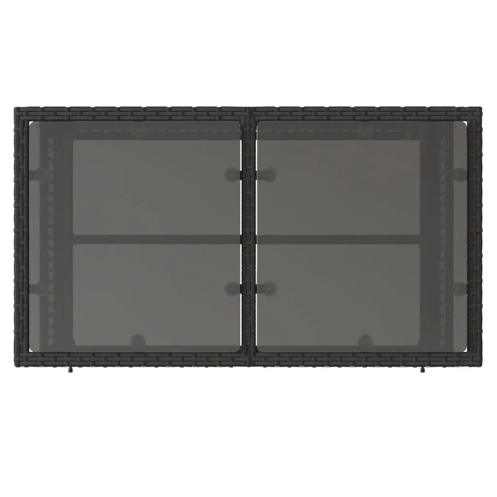 4 Piece Outdoor Garden Sofa Set Black Poly Rattan Sectional with Glass Table