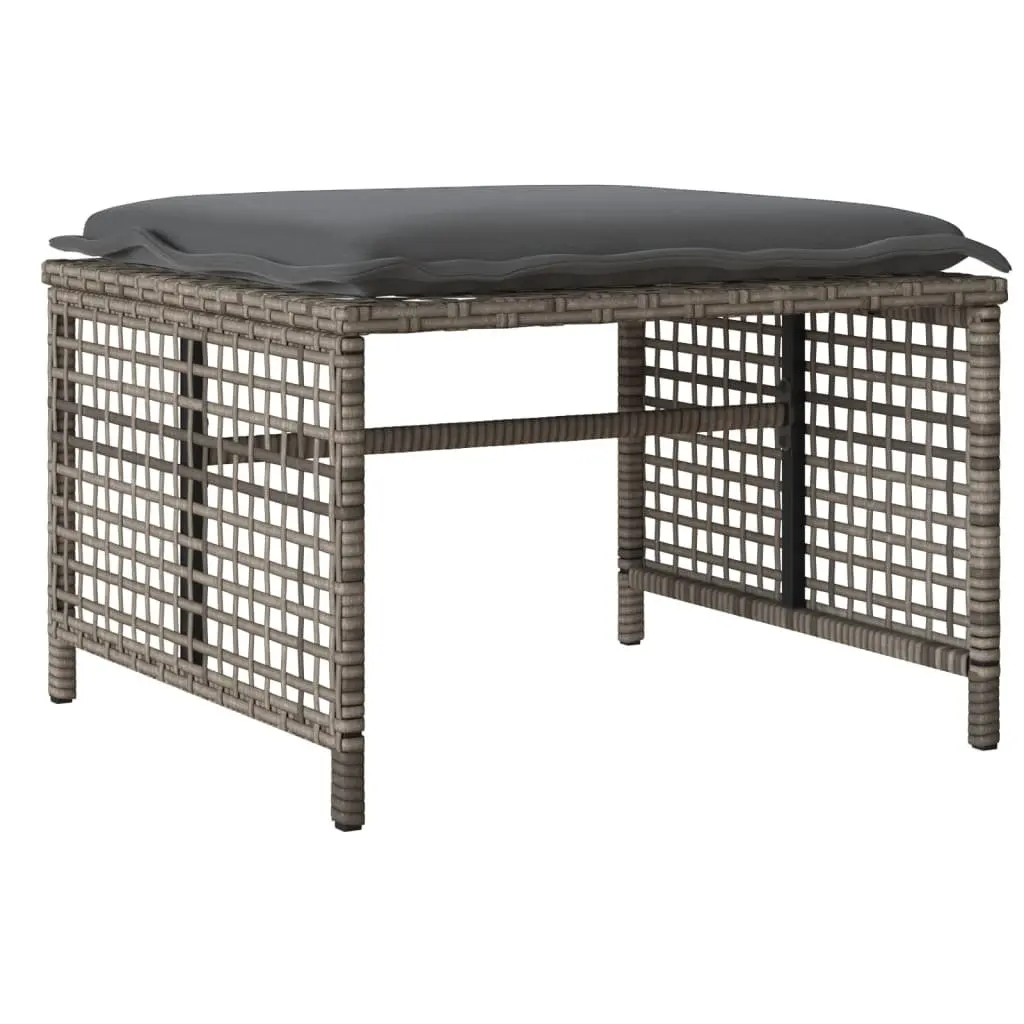 4 Piece Outdoor Garden Sofa Set Poly Rattan Grey with Glass Table