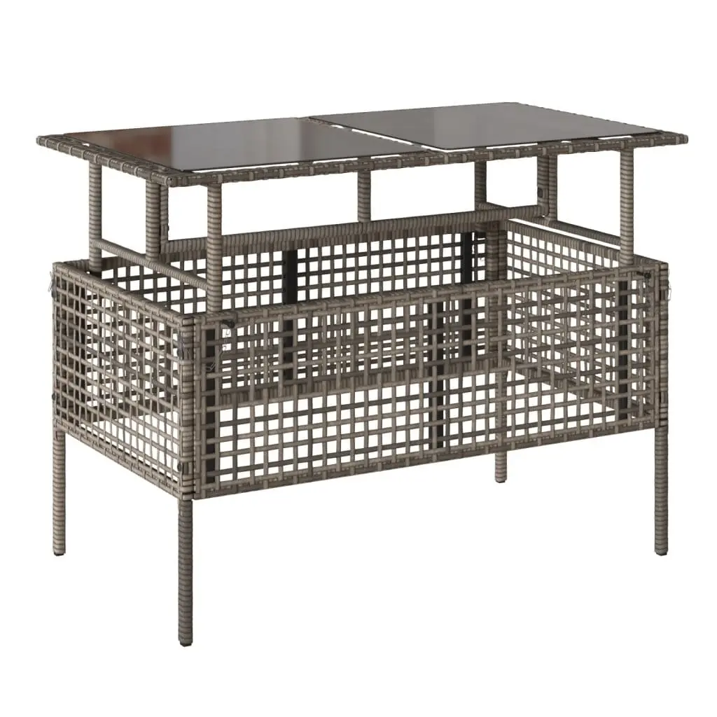 4 Piece Outdoor Garden Sofa Set Poly Rattan Grey with Glass Table