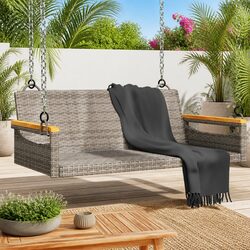 Practical Grey Outdoor Swing Bench for Relaxation