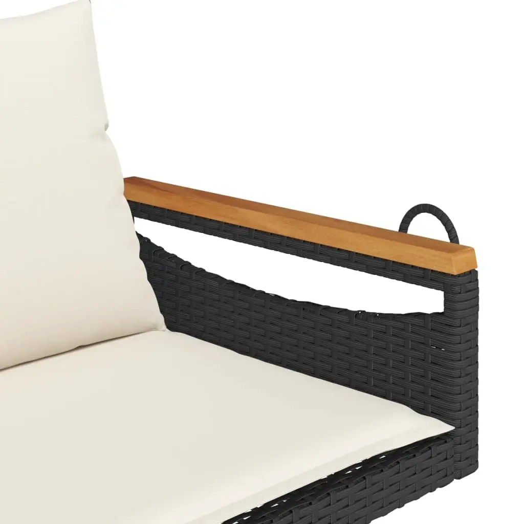 Outdoor Swing Bench PE Rattan Black with Cushions 109 x 62 x 40 cm