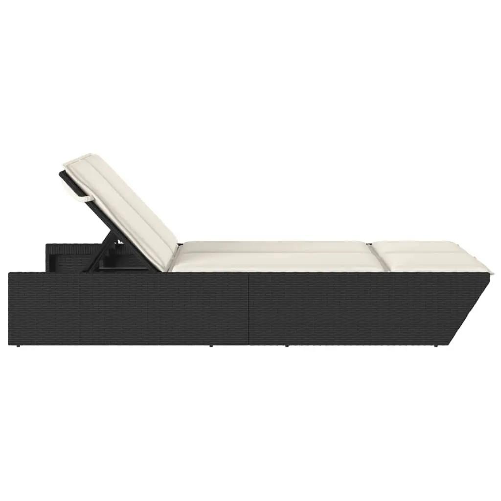 Double Lounger Adjustable Backrest Black Rattan Patio Furniture Outdoor