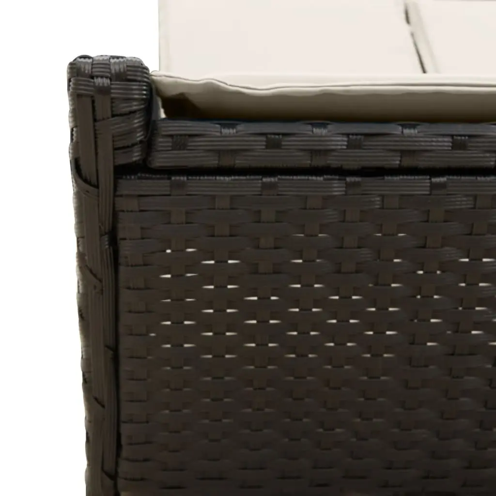 Double Lounger Adjustable Backrest Black Rattan Patio Furniture Outdoor