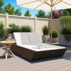 Practical Double Sun Lounger with Cushions for Your Patio