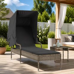 Adjustable Grey Sun Lounger for Outdoor Relaxation