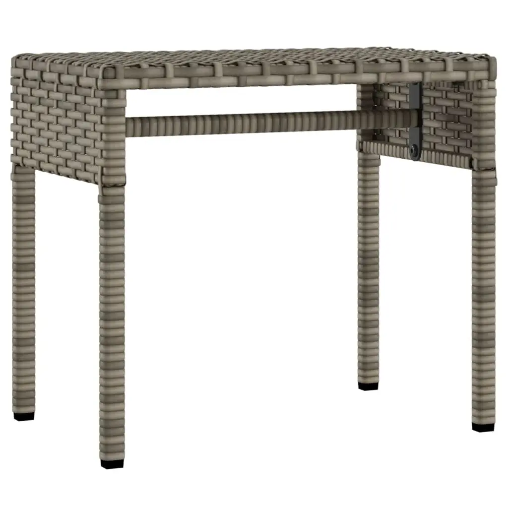 Sun Lounger PE Rattan Adjustable Backrest Grey with Canopy and Tea Table Outdoor