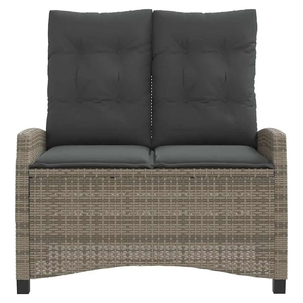 Reclining Garden Bench Adjustable Backrest Powder-coated Steel PE Rattan Grey