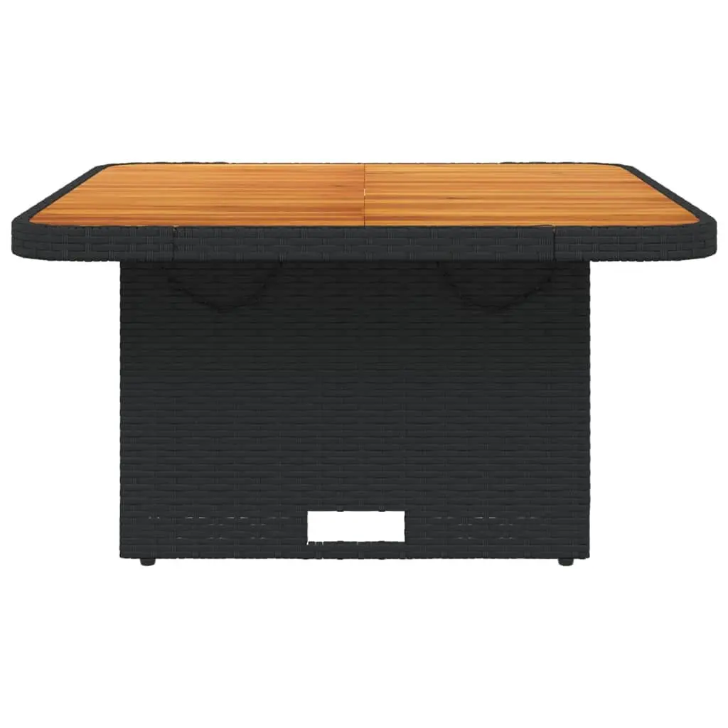 Garden Table Acacia Wood Poly Rattan 80x80x71 cm Black Outdoor Furniture