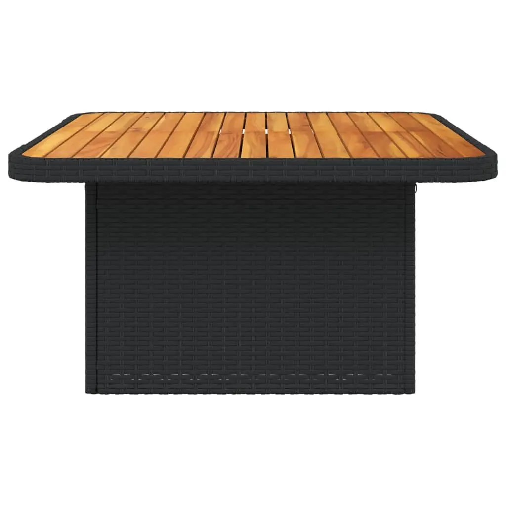 Garden Table Acacia Wood Poly Rattan 80x80x71 cm Black Outdoor Furniture