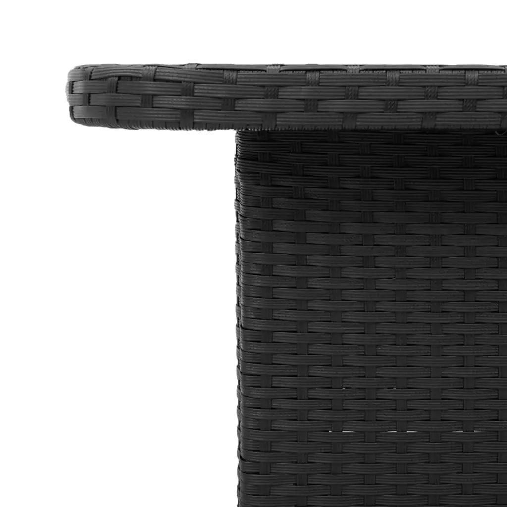 Garden Table Black 110x110x71 cm Outdoor Furniture Poly Rattan Acacia Wood Top