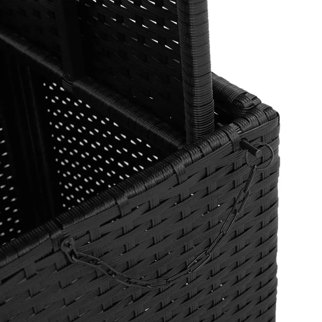 Garden Table Black 110x110x71 cm Outdoor Furniture Poly Rattan Acacia Wood Top