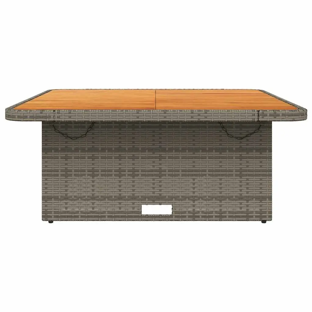 Garden Table PE Rattan Acacia Wood 110x110x71 cm Grey