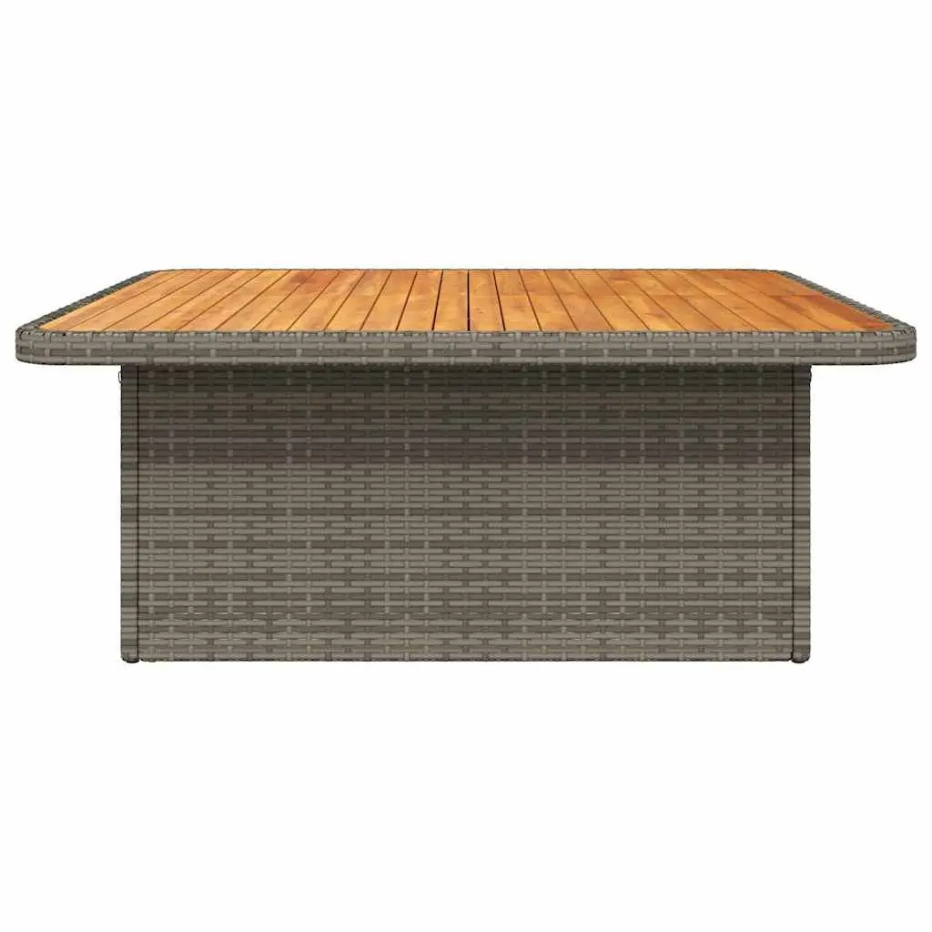 Garden Table PE Rattan Acacia Wood 110x110x71 cm Grey