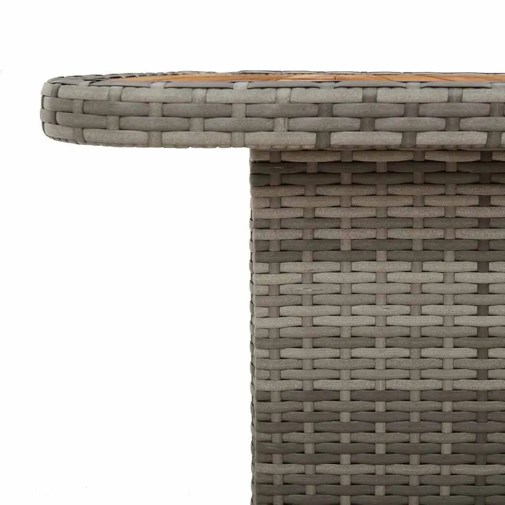 Garden Table PE Rattan Acacia Wood 110x110x71 cm Grey
