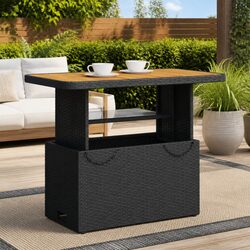 Garden Table 90x55x71cm Black Outdoor Furniture Patio Coffee Dining Table