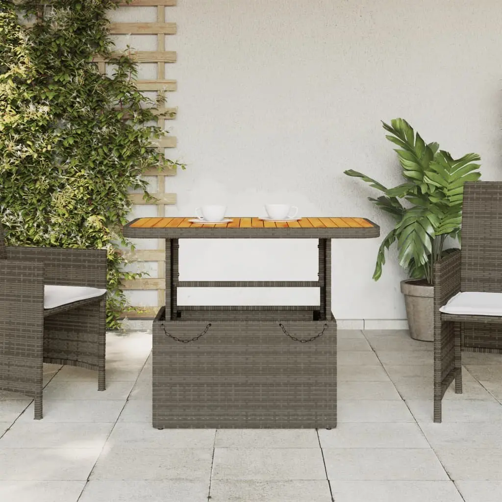 Garden Table Outdoor Patio Furniture Adjustable Height Grey Acacia Wood 90x55x71 cm