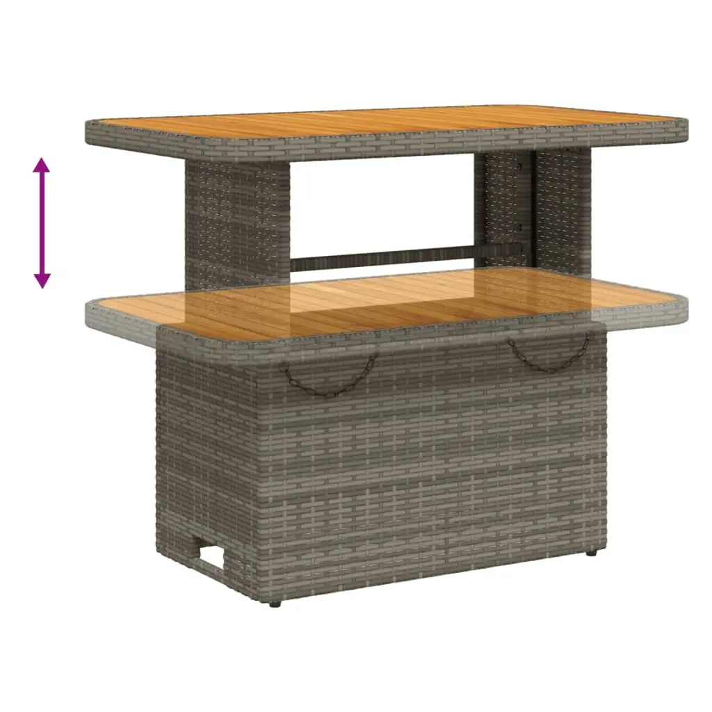 Garden Table Outdoor Patio Furniture Adjustable Height Grey Acacia Wood 90x55x71 cm