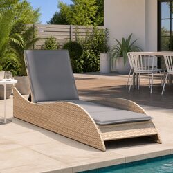 Practical Beige Sun Lounger with Cushion for Your Garden