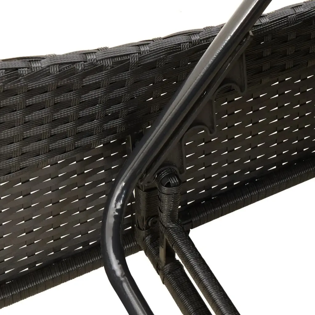 Adjustable Sun Lounger Outdoor Reclining Chair Black PE Rattan Frame with Cushions