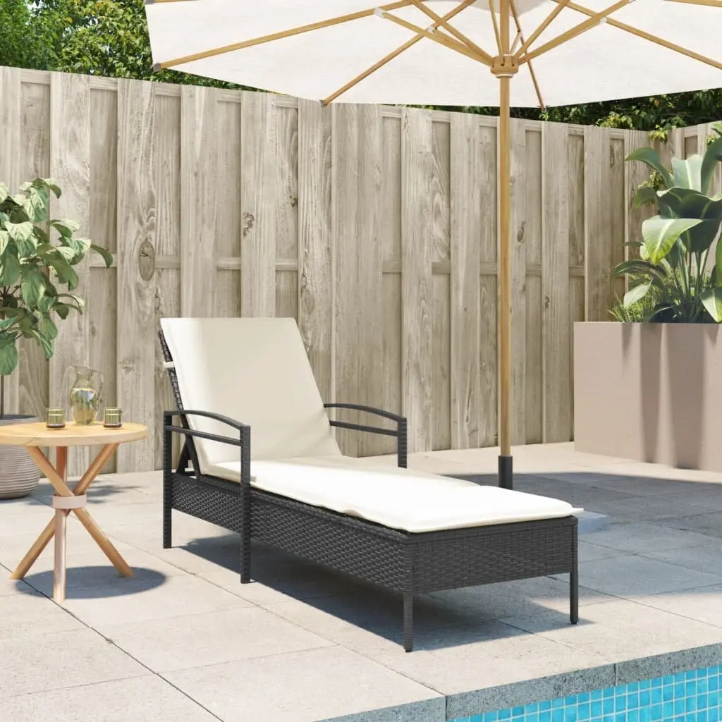 Sun Lounger Black Outdoor Reclining Chair with Cushion Garden Patio Furniture