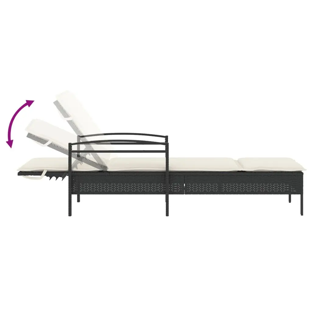Sun Lounger Black Outdoor Reclining Chair with Cushion Garden Patio Furniture