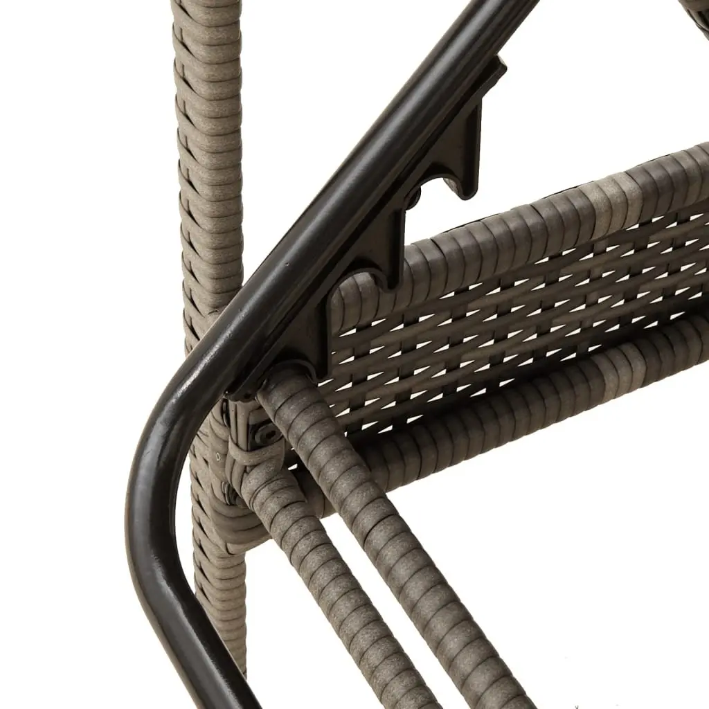 Sun Lounger PE Rattan Adjustable Backrest Grey Outdoor Furniture