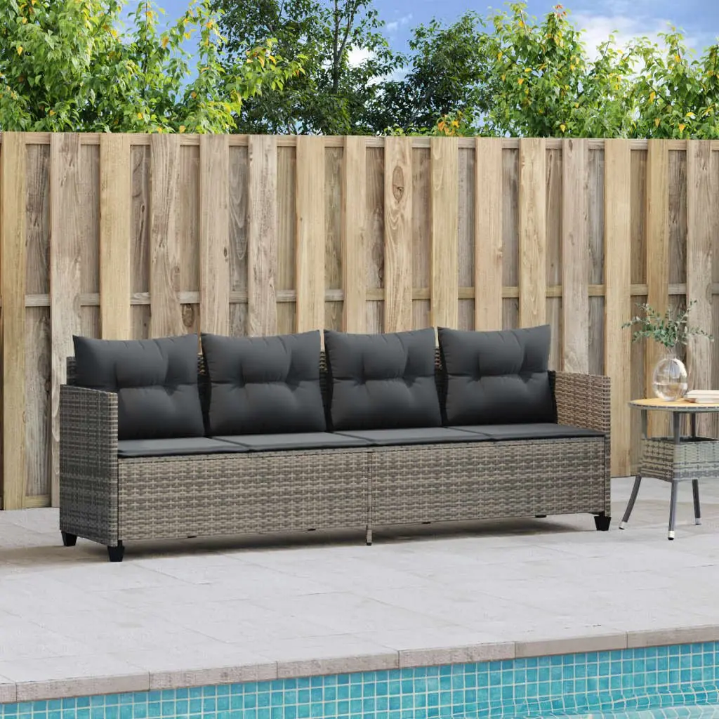 Sun Lounger PE Rattan Grey Outdoor Garden Patio Recliner Chair with Cushions