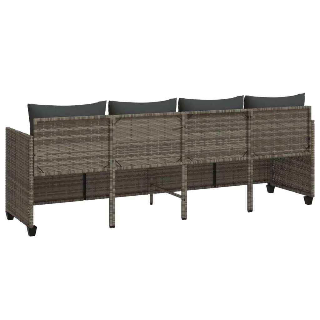 Sun Lounger PE Rattan Grey Outdoor Garden Patio Recliner Chair with Cushions