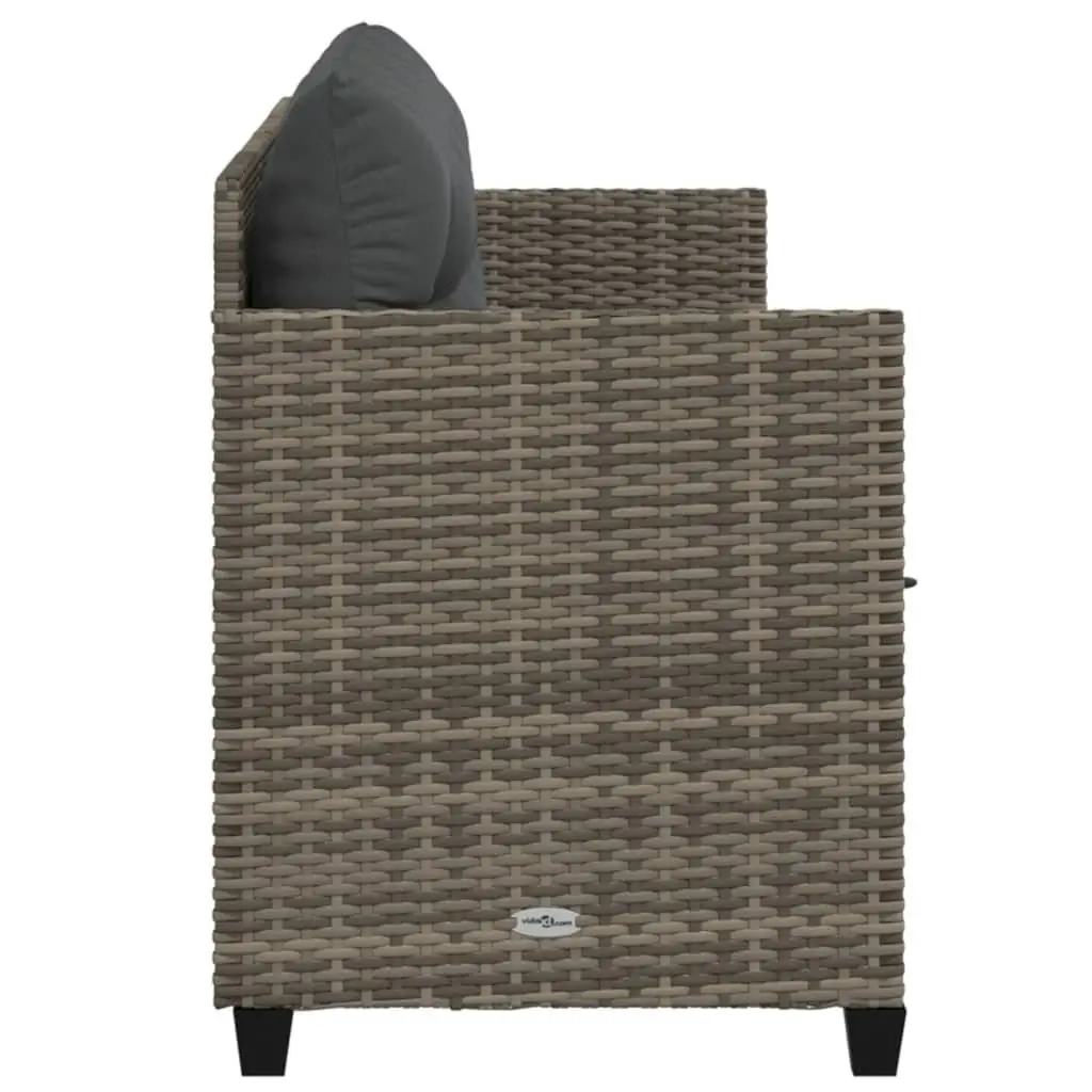 Sun Lounger PE Rattan Grey Outdoor Garden Patio Recliner Chair with Cushions
