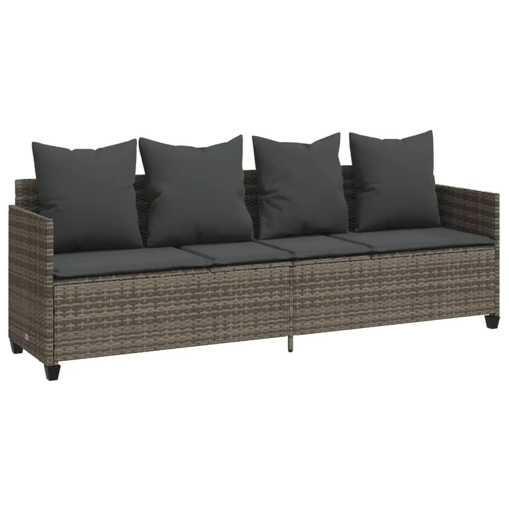 Sun Lounger PE Rattan Adjustable Backrest Footrest Grey