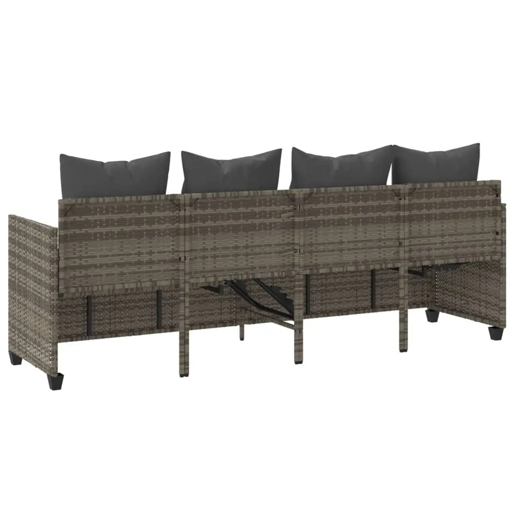Sun Lounger PE Rattan Adjustable Backrest Footrest Grey