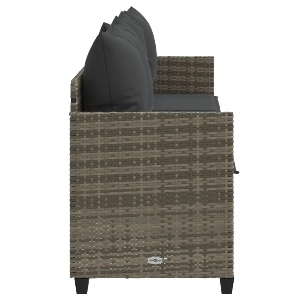 Sun Lounger PE Rattan Adjustable Backrest Footrest Grey