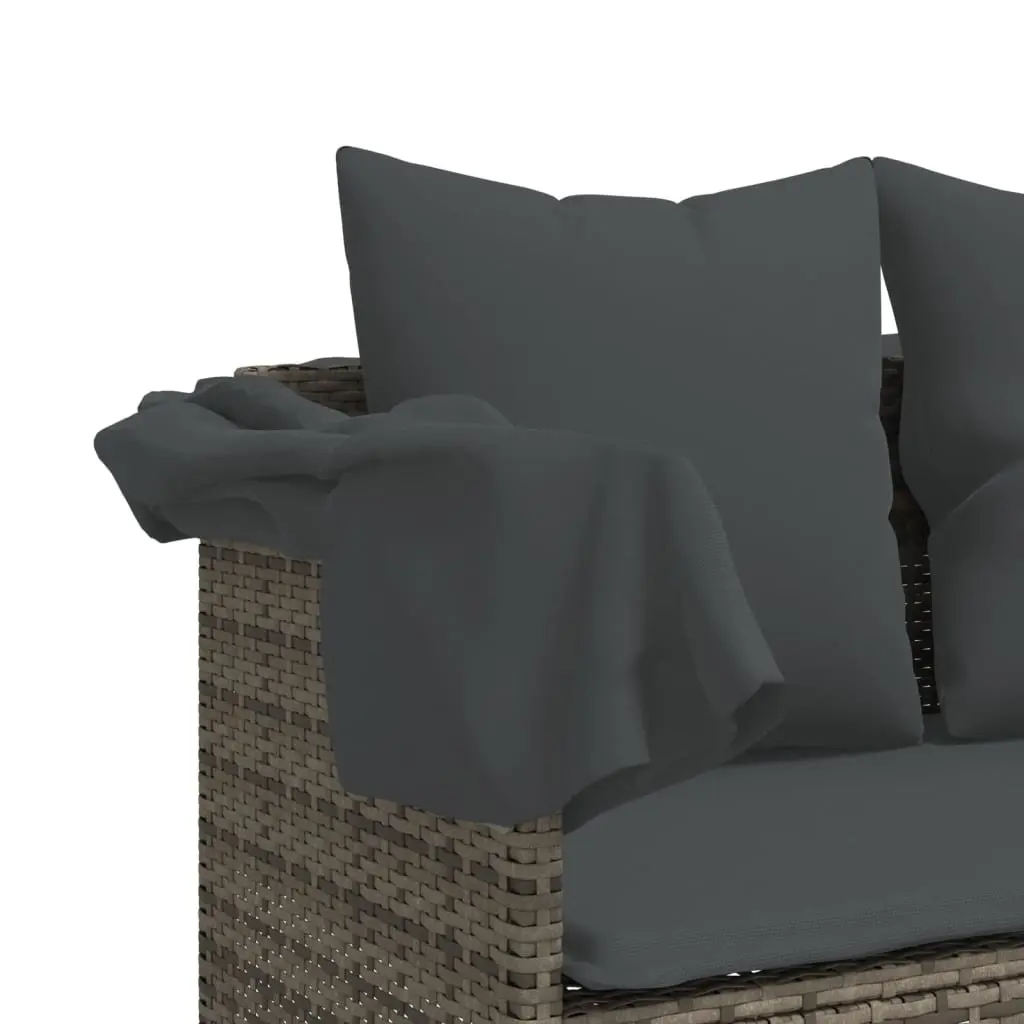 Sun Lounger PE Rattan Adjustable Backrest Footrest Grey