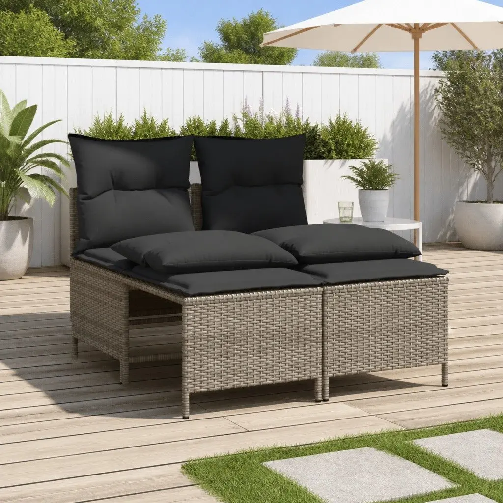 4 Piece Outdoor Garden Sofa Set Poly Rattan Grey with Cushions