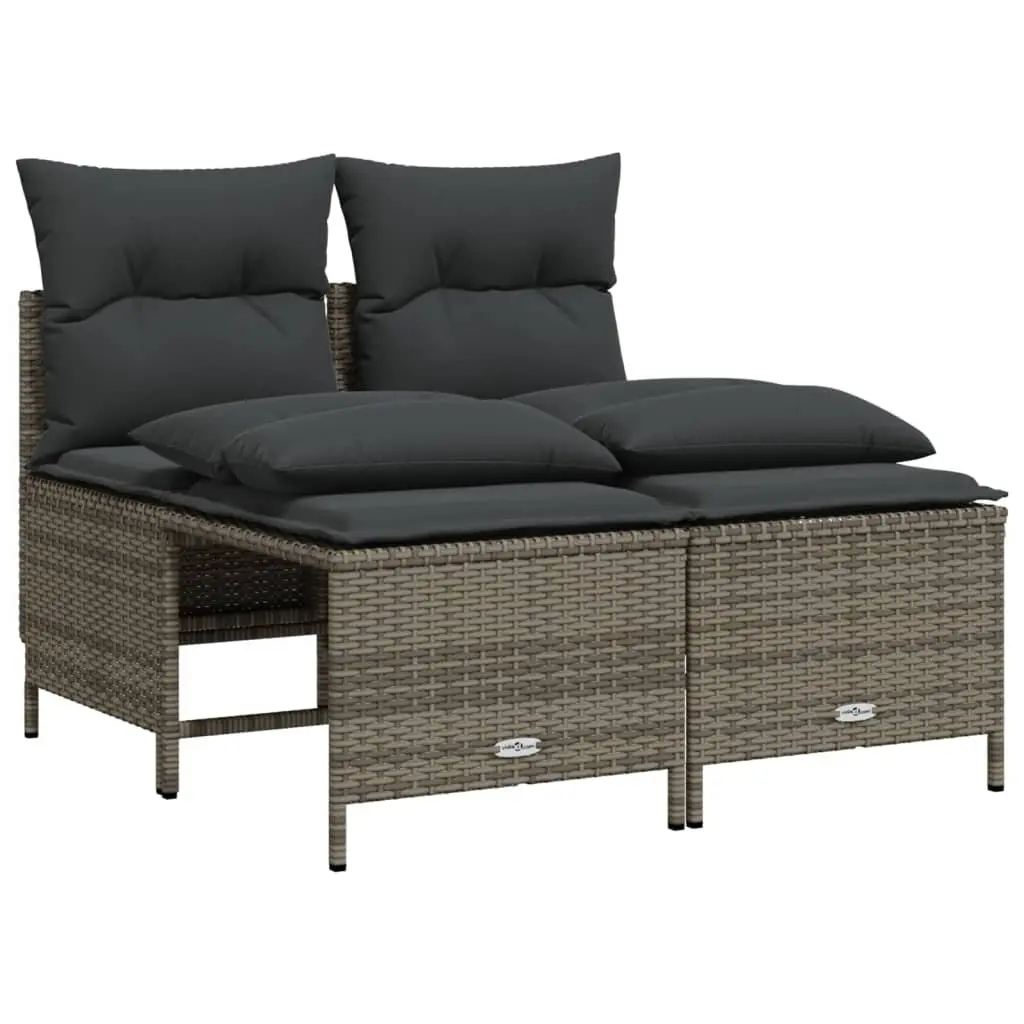 4 Piece Outdoor Garden Sofa Set Poly Rattan Grey with Cushions
