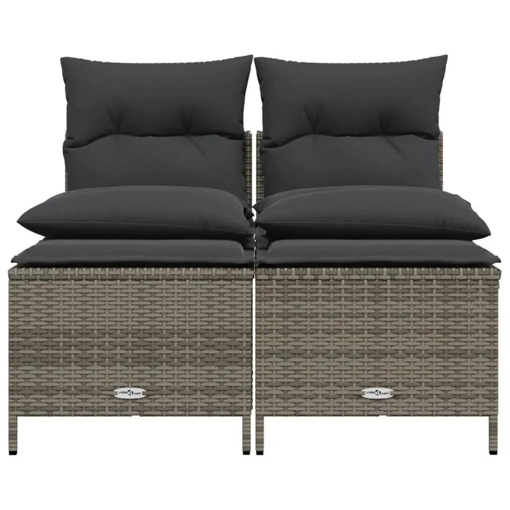 4 Piece Outdoor Garden Sofa Set Poly Rattan Grey with Cushions