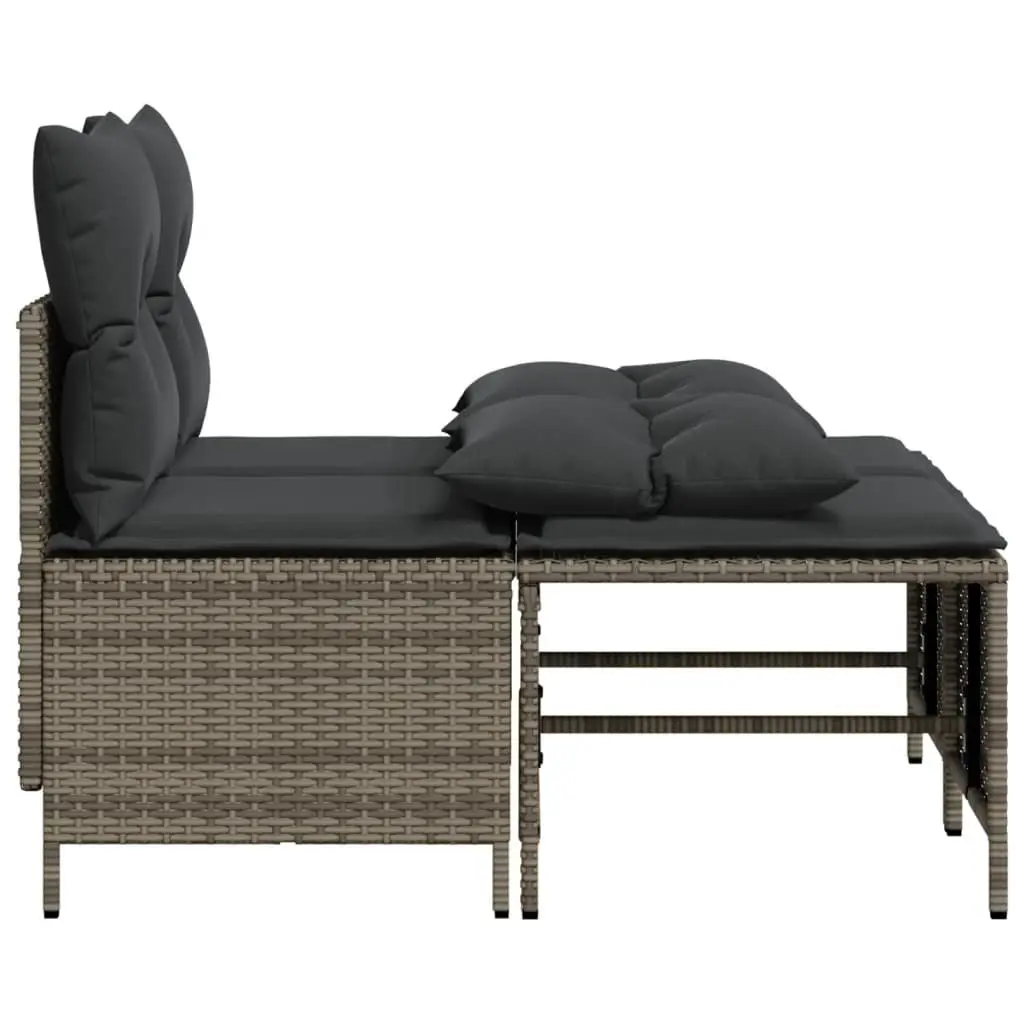 4 Piece Outdoor Garden Sofa Set Poly Rattan Grey with Cushions