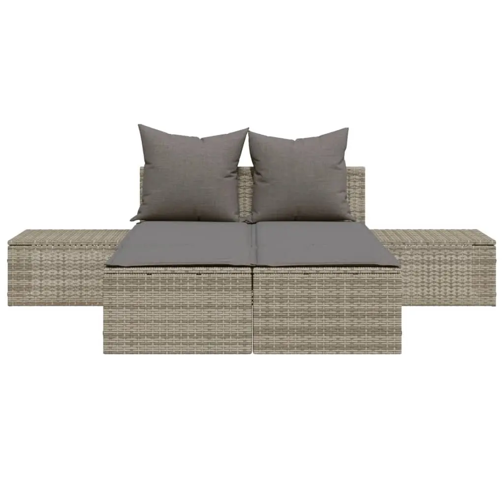 Double Sun Lounger PE Rattan Modular Outdoor Garden Furniture Grey