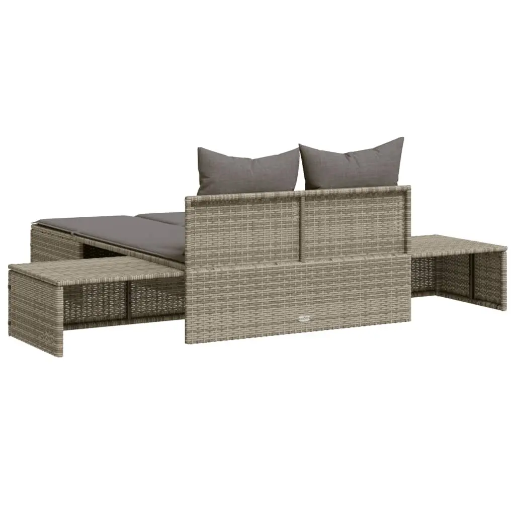 Double Sun Lounger PE Rattan Modular Outdoor Garden Furniture Grey