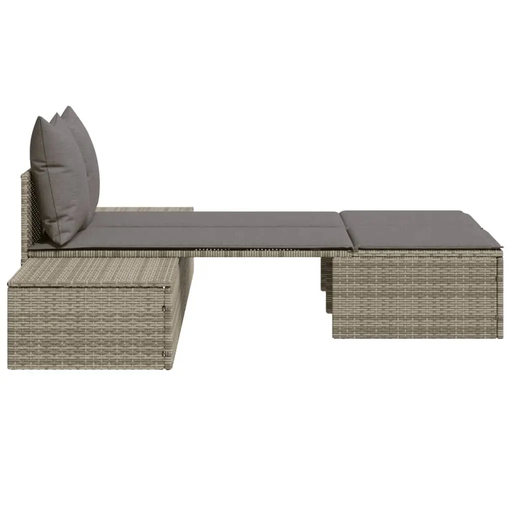 Double Sun Lounger PE Rattan Modular Outdoor Garden Furniture Grey