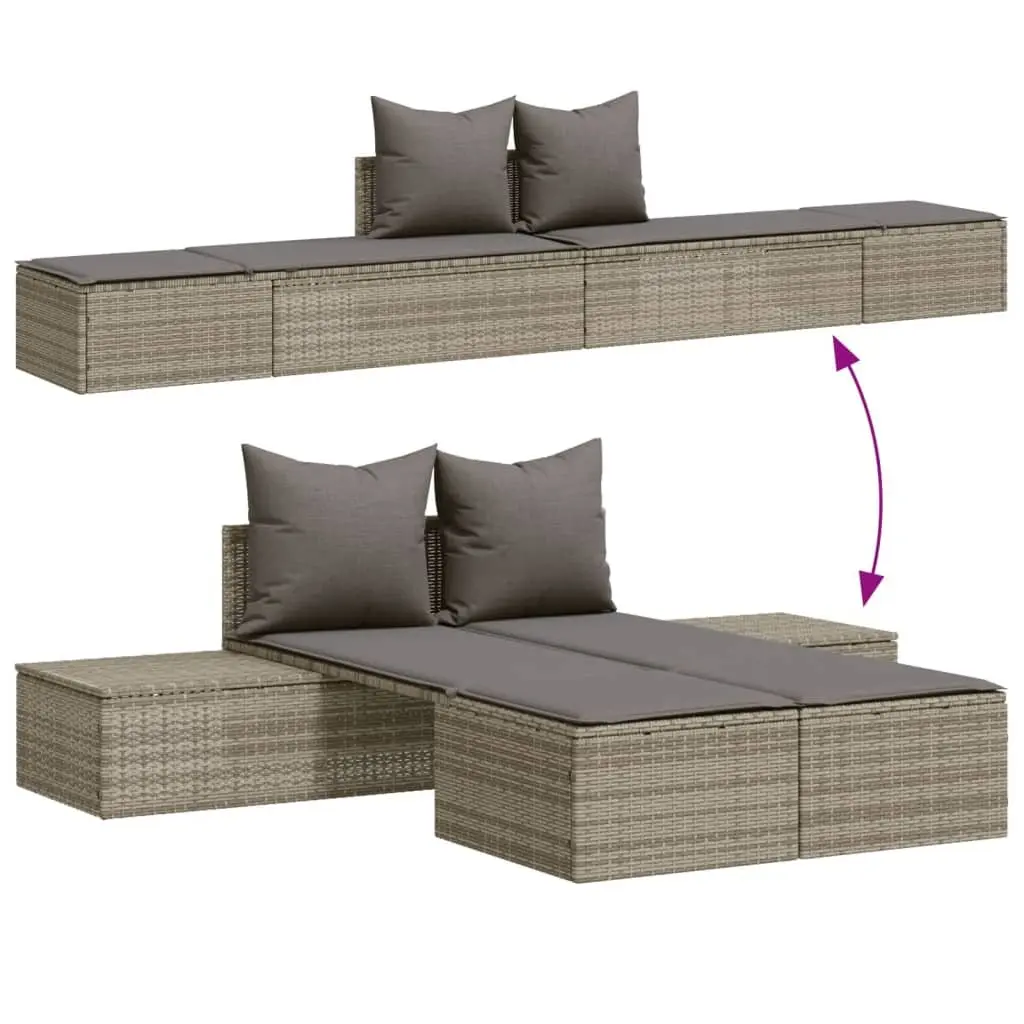 Double Sun Lounger PE Rattan Modular Outdoor Garden Furniture Grey