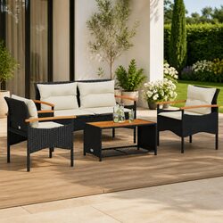 Practical 4 Piece Garden Sofa Set for Outdoor Use