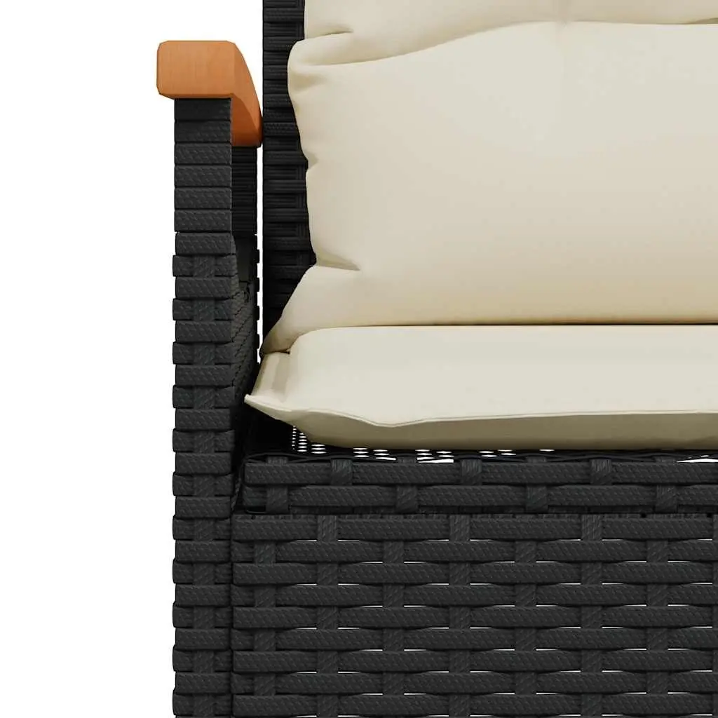 4 Piece Garden Sofa Set PE Rattan Black Outdoor Patio Furniture with Cushions