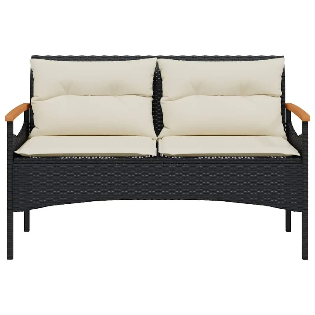 4 Piece Garden Sofa Set PE Rattan Black Outdoor Patio Furniture with Cushions