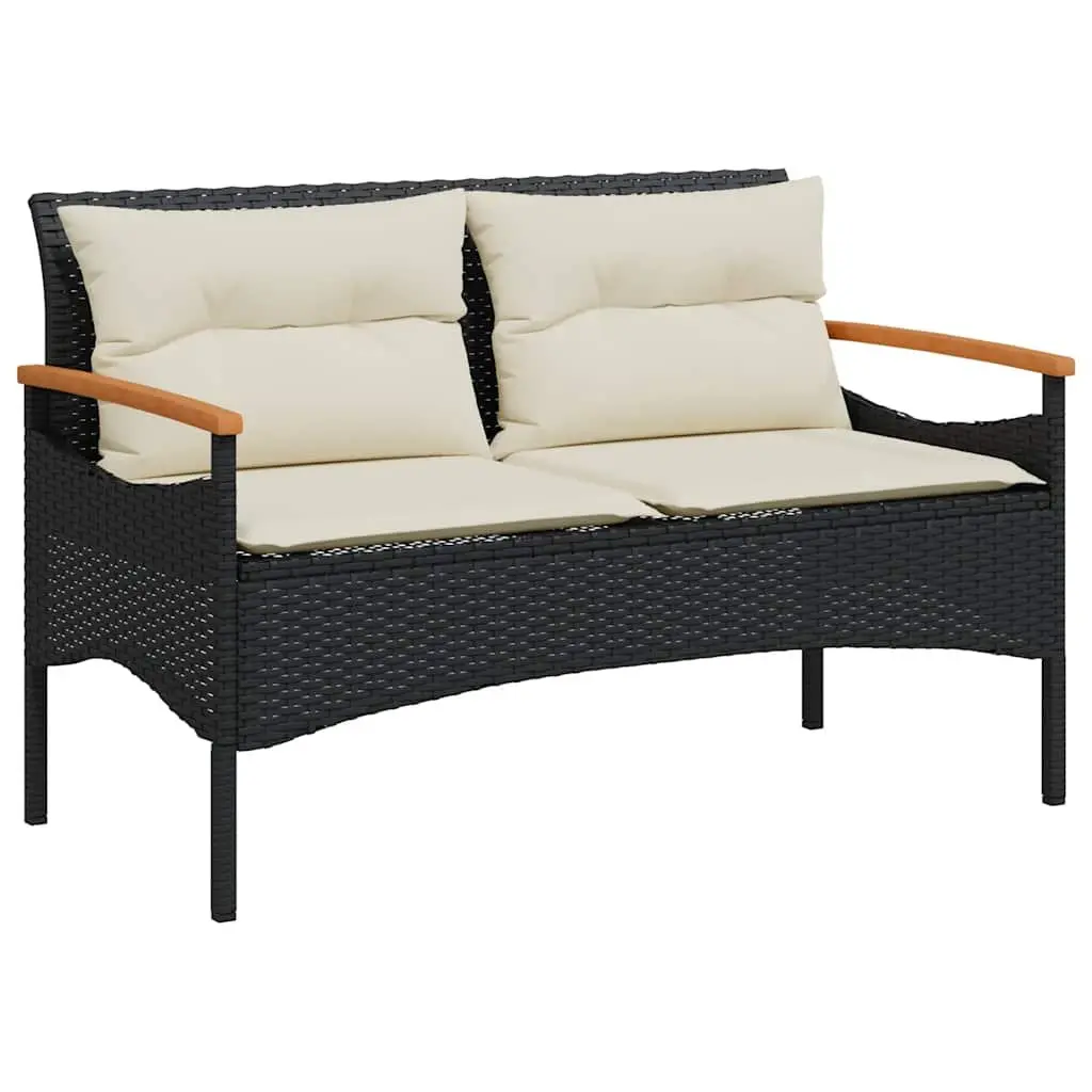 4 Piece Garden Sofa Set PE Rattan Black Outdoor Patio Furniture with Cushions