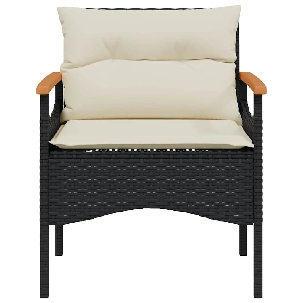 4 Piece Garden Sofa Set PE Rattan Black Outdoor Patio Furniture with Cushions