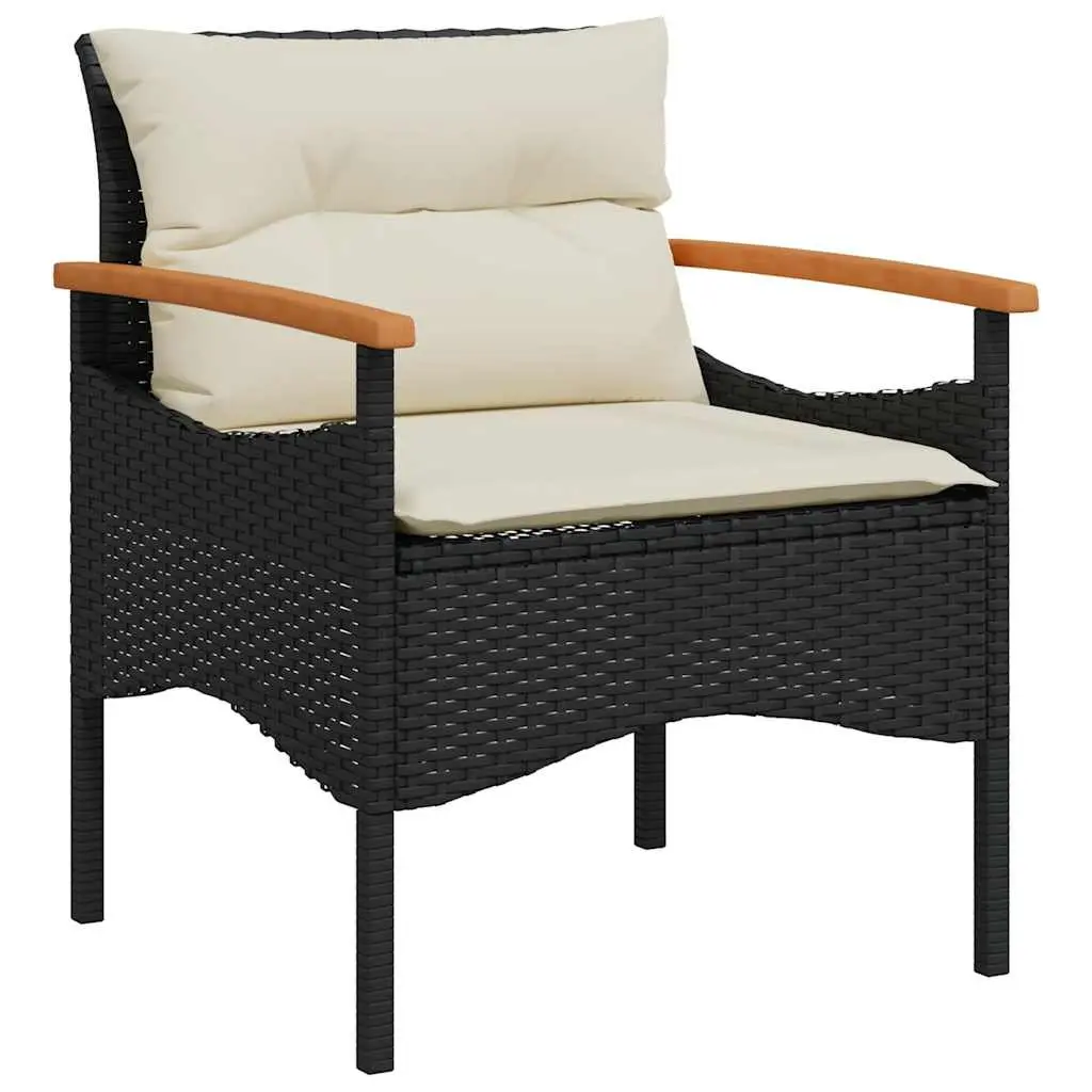 4 Piece Garden Sofa Set PE Rattan Black Outdoor Patio Furniture with Cushions