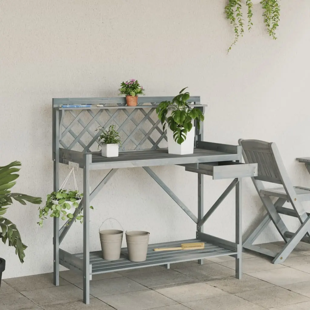 Grey Potting Bench for Gardening Needs